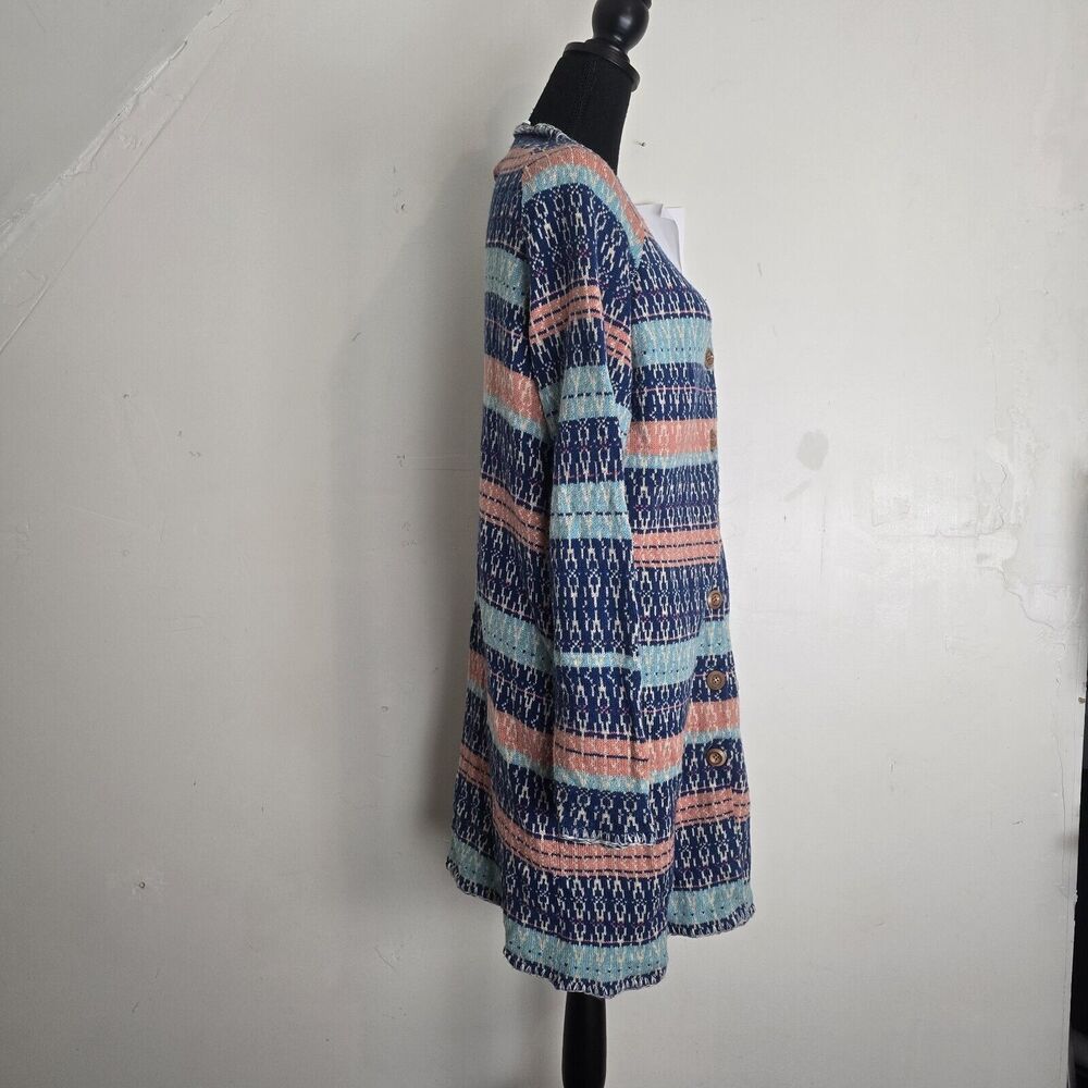 Sundance Cardigan Large Shoreline Long Wooden Button Up Boho Coastal Sweater - Picture 5 of 10